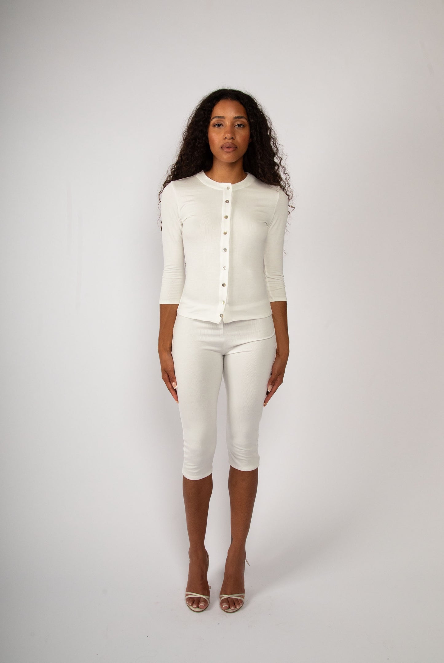 Knit button up in Salt