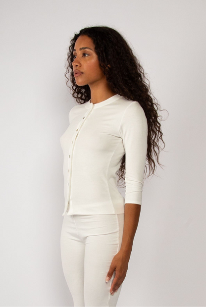 Knit button up in Salt