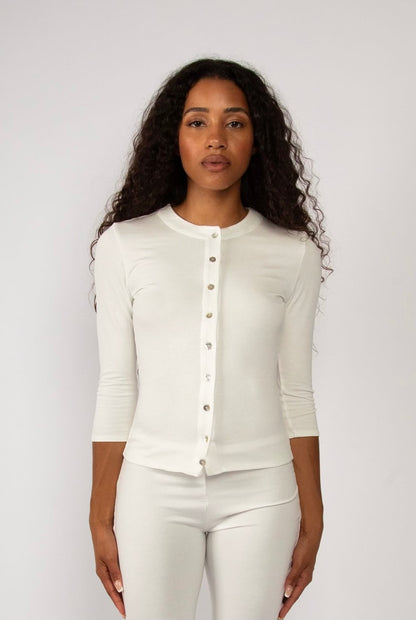 Knit button up in Salt